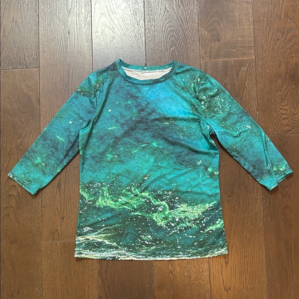 Women’s Rushguard Swim Shirt in Green and Blue Size Small